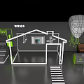 Smart City Smart House Interior With Facial Recognition Tech Elements Design 3d model