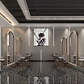 Stylish Modern Beauty Hair Salon Interior With Comfortable Chairs Mirrors And Bright Lighting