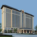 Modern Hospital Building Exterior Design With Large Glass Windows Entrance Area And Green Surroundings