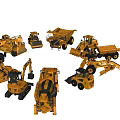 Functional Construction Vehicles Of Various Types Arranged 3d model