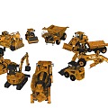 Construction truck combination construction heavy machinery truck excavator roller forklift crane 3d model