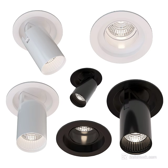 Modern Downlights And Spotlights With White Black Sleek Recessed Design Options 3d model 