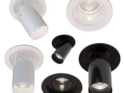 Modern Downlights And Spotlights With White Black Sleek Recessed Design Options 3d model