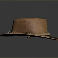 Brown Leather Hat With Braided Leather Band And Metal Buckle