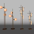 Modern Floor Lamps With Metal Stands And Spherical Rectangular Bulbs For Interior Decor 3d model