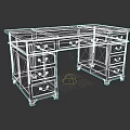 Traditional Dark Wood Office Desk With Multiple Drawers And Cabinet Storage