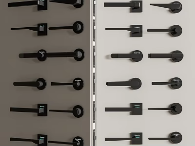 Black Door Handles with Various Stylish Designs for Home Interior Doors 3d model
