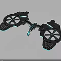 Futuristic Space Exploration Vehicle With Dual Thrusters And Blue Illumination Design
