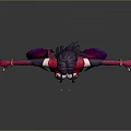 3D Fantasy Female Character Purple Hair Red Cape Black Outfit Creature Design