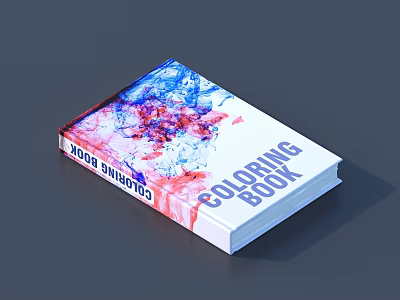 Coloring Book With Colorful Abstract Art Cover Design In Blue Red White 3d model