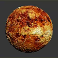 Colorful Red Yellow Textured Sphere On Dark Background With Glossy Reflection