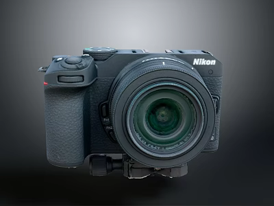 Nikon Professional Digital Camera With Large Lens And Black Ergonomic Body 3d model