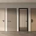 Modern Hinged Doors With Various Designs Different Colors And Glass Panel 3d model