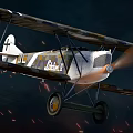 Vintage Biplane Fighter Aircraft with Camouflage Pattern and Cross Insignia Design