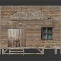 Rustic Wooden Cabin With Wooden Steps Door And Glass Window Design Structure