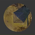 Ancient Pyramid Model on Circular Golden Stone Base Decorative Ornamental Display Piece