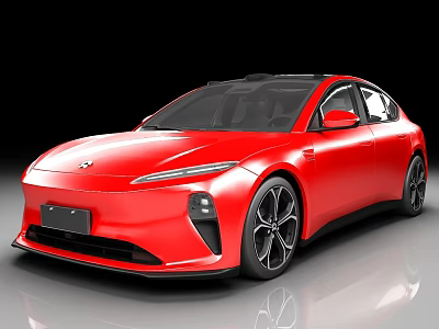 Red Electric Car With Futuristic Front Design Sleek Body And Black Wheels 3d model