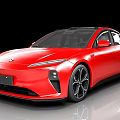 Red Electric Car With Futuristic Front Design Sleek Body And Black Wheels