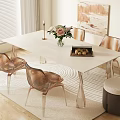Modern White Dining Table Set With Transparent Acrylic Chairs And Floral Arrangement