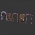 Vintage Wooden Architectural Elements Archway Door And Door Frame With Weathered Surface Details