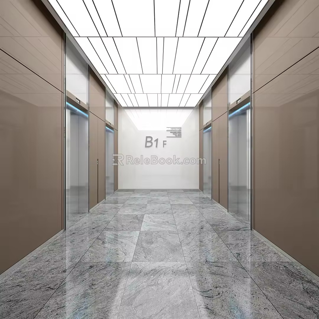 modern elevator hall elevator car 3d model