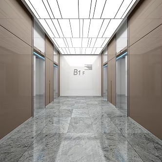 modern elevator hall elevator car 3d model