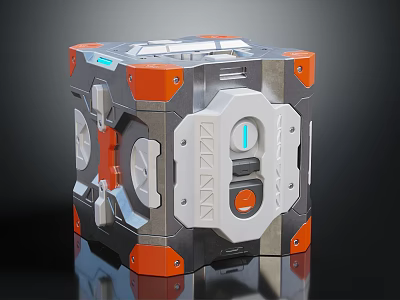 Modern Tech Cube Device With Orange Gray Accents And Front Control Panel 3d model