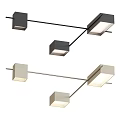 Modern Linear Ceiling Light With Square Lamp Bodies In Black And Silver Design 3d model