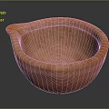 Orange Handcrafted Ceramic Bowl With Textured Surface For Dining Kitchen Tableware Set 3d model