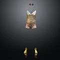 Stylish Gold Camisole With Sequined Shorts And High Heel Shoes