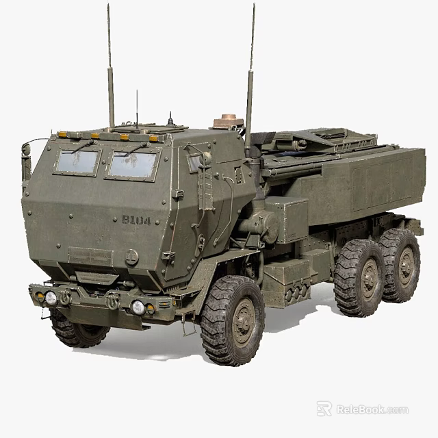 Military Green Functional Vehicle With Six Wheel Armored Design And Top Antennas 3d model 