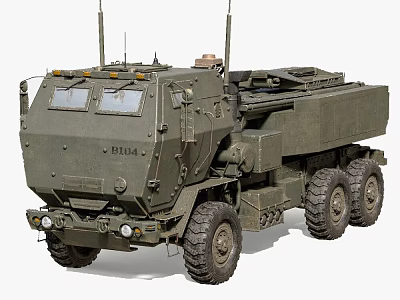 Military Green Functional Vehicle With Six Wheel Armored Design And Top Antennas 3d model