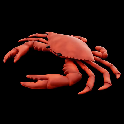 Red Crab Aquatic Animal with Detailed Claws Legs and Shell on Black Background 3d model