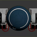 Blue And Orange Robot Character With Round Head White Legs Red Details And Mechanical Panels