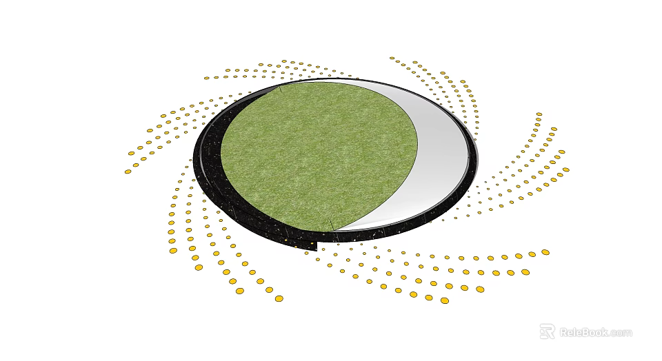 Tree Pit Design With Green Grass Surface Black Border And Golden Dots 3d model