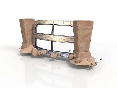 Car Front Grille Structure With Metal Frame Transparent Panels And Rock Supports 3d model