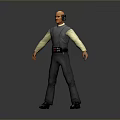 Man In Gray Jumpsuit With Yellow Long Sleeves Wearing Headphones And Black Belt