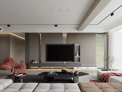 Modern Living Room Interior Design With Sofa TV Stand Coffee Table And Decor 3d model
