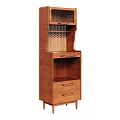 Wooden Sideboard With Drawers Open Shelves And Metal Handles In Sleek Modern Design