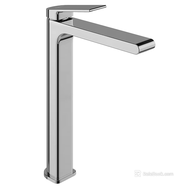 Sleek Modern Chrome Bathroom Faucet With Tall Spout And Single Handle Design 3d model 
