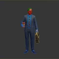 3D Business Character In Gray Suit With Blue Shirt Briefcase And Coffee Cup