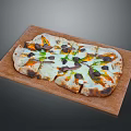 Delicious Homemade Pizza Topped With Fresh Vegetables Olives And Melted Cheese On Wooden Serving Board