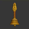 Golden Decorative Sculpture Featuring Intricate Carving And Ornate Base Design