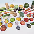 Colorful Assorted Fresh Fruits Display With Apples Oranges Pears And Pineapple On White Background