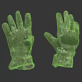 Two Artistic Metal Gloves Sculpture With Detailed Texture And Reflective Base