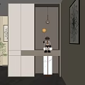 Modern Entryway Hallway Interior Design With Storage Cabinets Decorative Figurine And Pendant Light