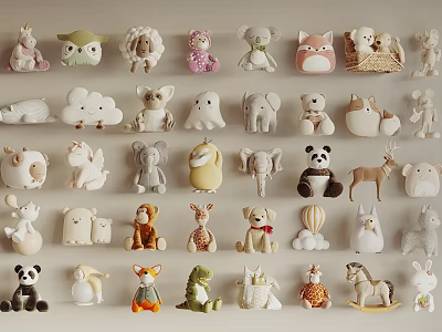 Cute Plush Toys Collection With Various Animal Designs And Soft Textures 3d model