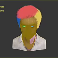 Realistic 3D Model of Man in Striped Shirt with Upper Body and Gray Background Reflection