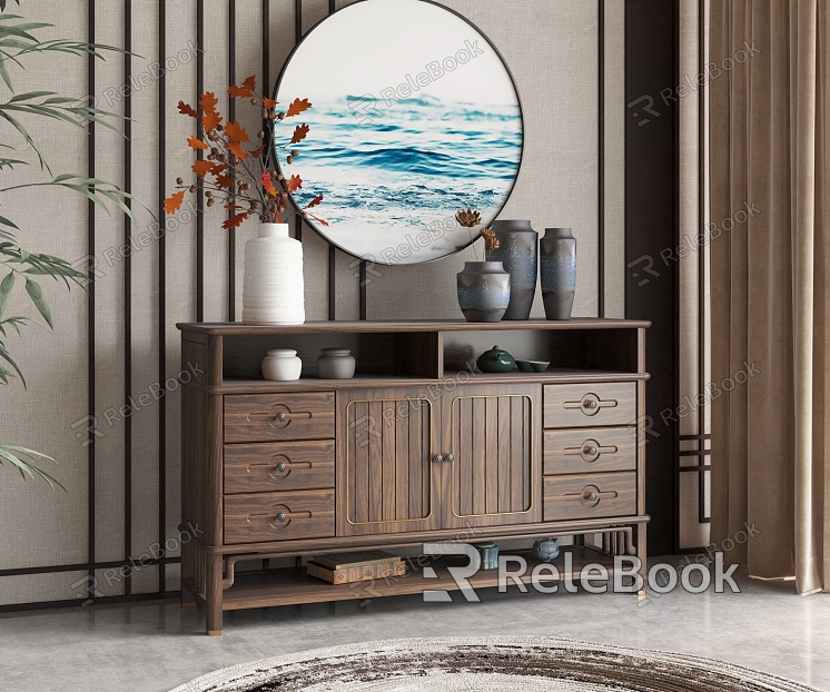 New Chinese Style Entrance Cabinet Side Cabinet Decorative Cabinet Sideboard Storage Cabinet Drawer Cabinet Cabinet Decoration model