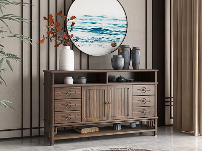 New Chinese Style Entrance Cabinet Side Cabinet Decorative Cabinet Sideboard Storage Cabinet Drawer Cabinet Decoration 3d model
